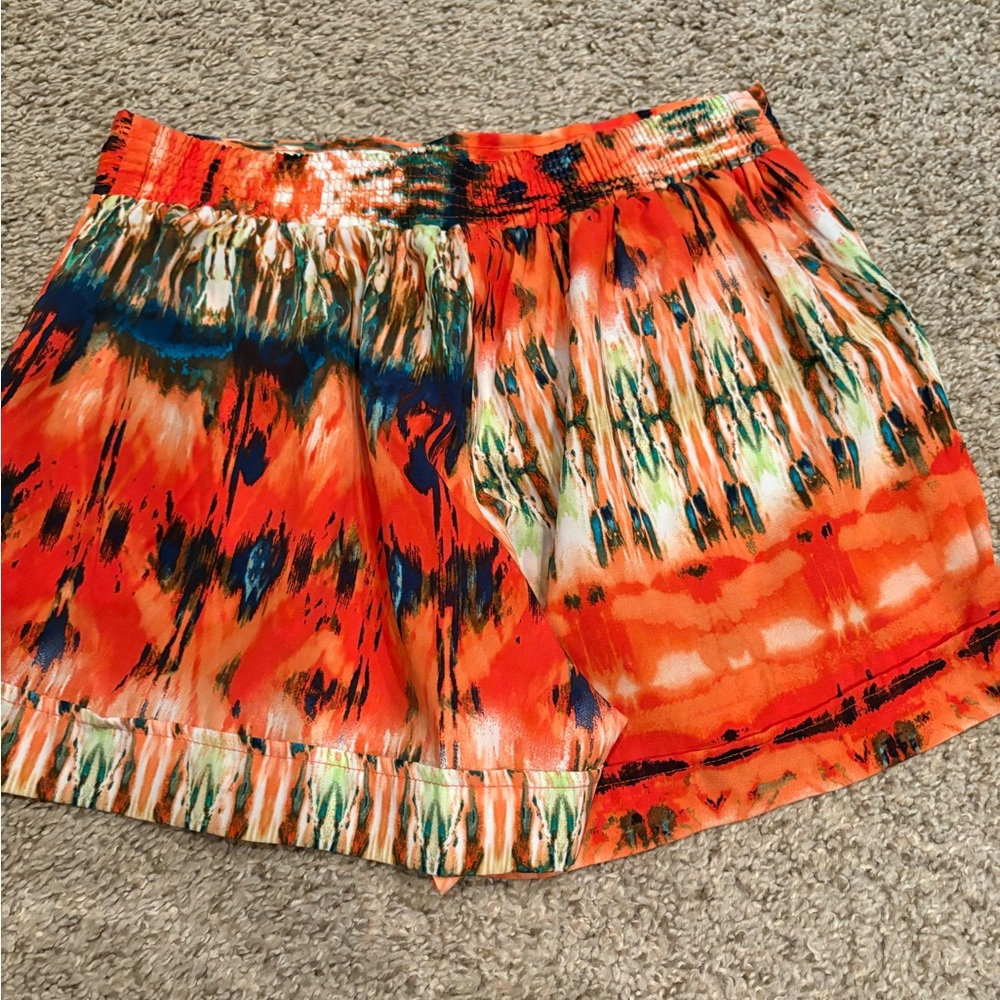I.N. San Francisco Orange and Black Patterned Shorts